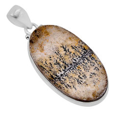 18.22cts natural multi color germany psilomelane dendrite silver pendant n51149