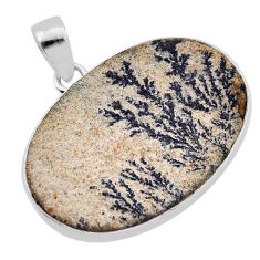 20.96cts natural multi color germany psilomelane dendrite silver pendant n51453