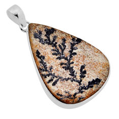 39.41cts natural multi color germany psilomelane dendrite silver pendant n51454