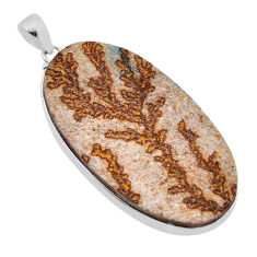 70.21cts natural multi color germany psilomelane dendrite silver pendant n51456