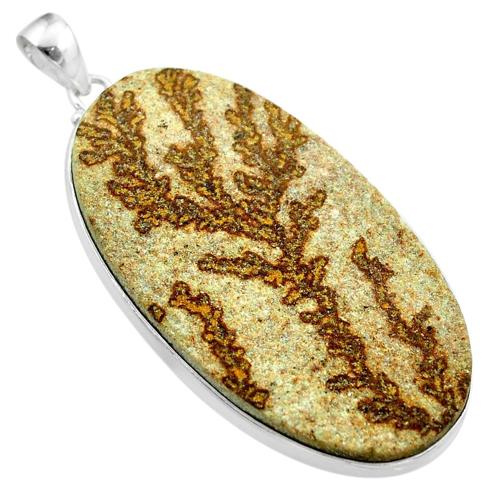 60.66cts natural multi color germany psilomelane dendrite silver pendant t54853