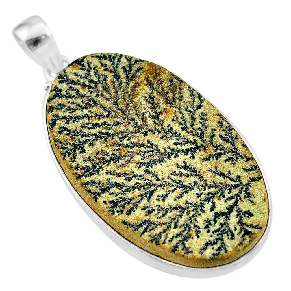 36.96cts natural multi color germany psilomelane dendrite silver pendant t54872