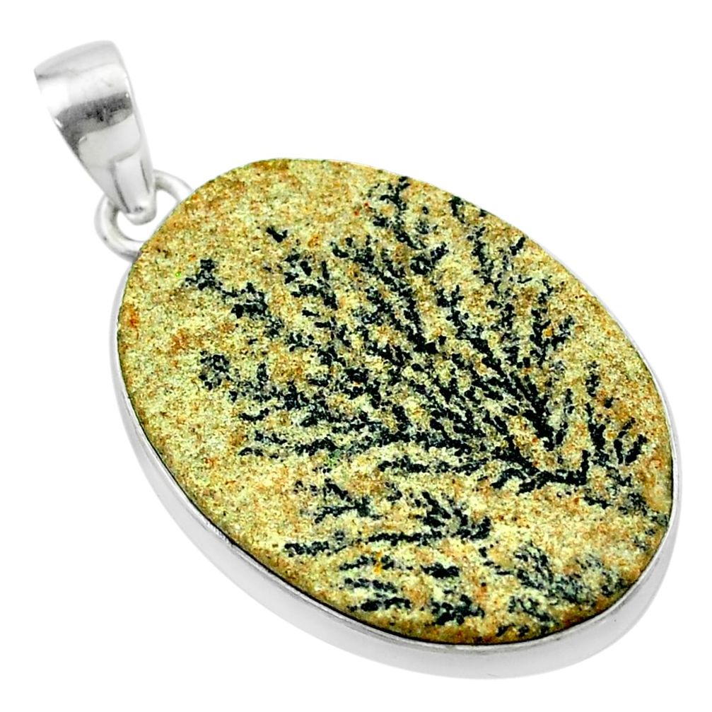 22.59cts natural multi color germany psilomelane dendrite silver pendant t54881