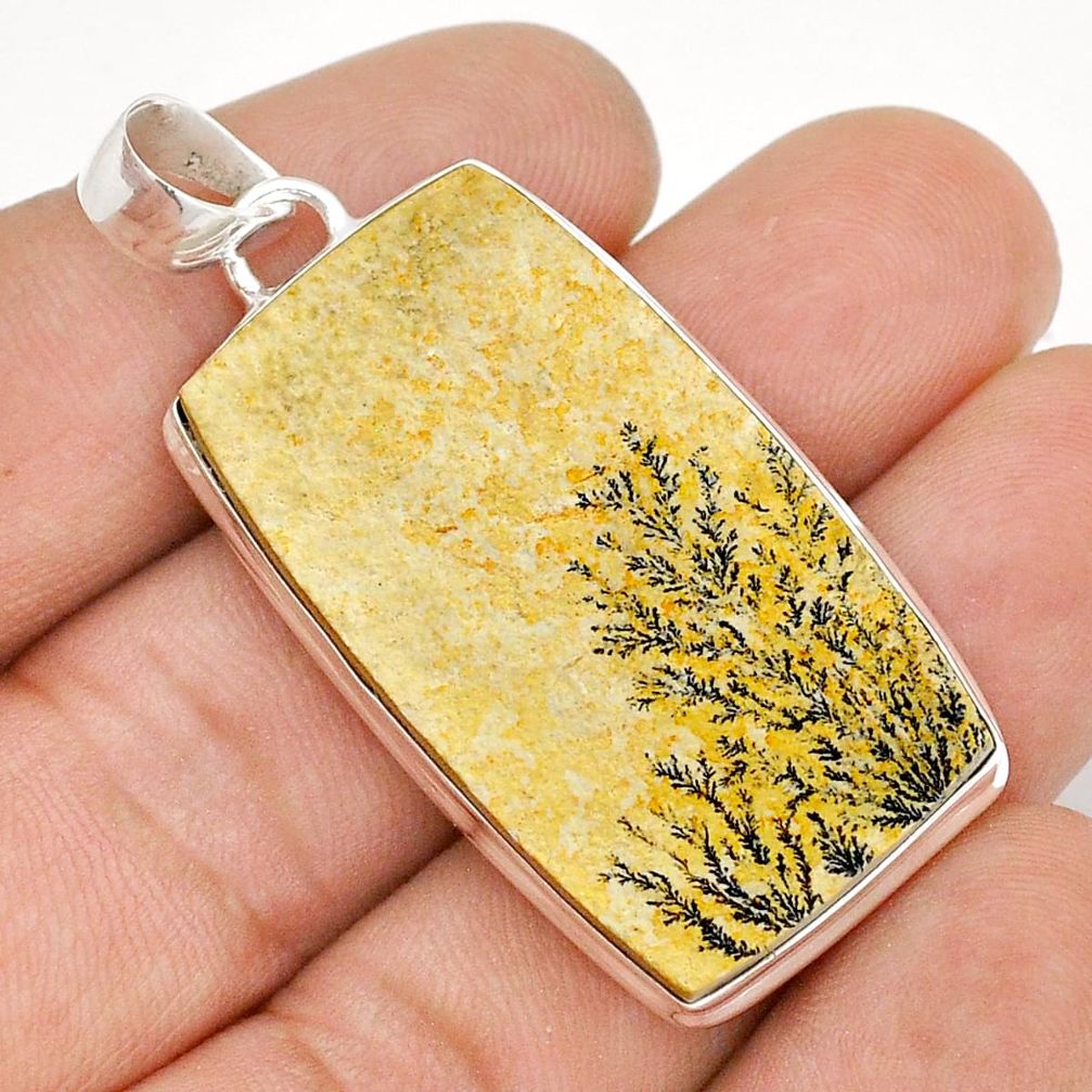 29.74cts natural multi color germany psilomelane dendrite silver pendant u86717