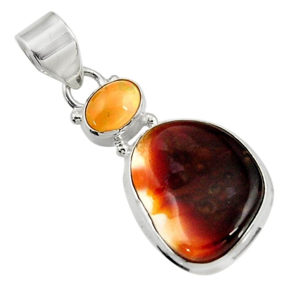 14.72cts natural multi color mexican fire agate 925 silver pendant d43462