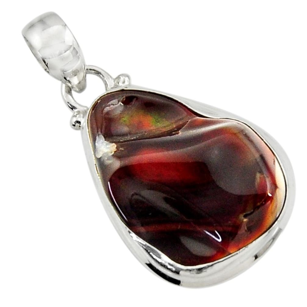 16.62cts natural multi color mexican fire agate 925 silver pendant d43493