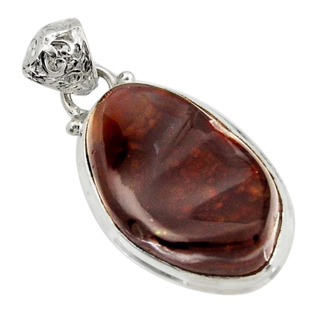 20.02cts natural multi color mexican fire agate 925 silver pendant d43500