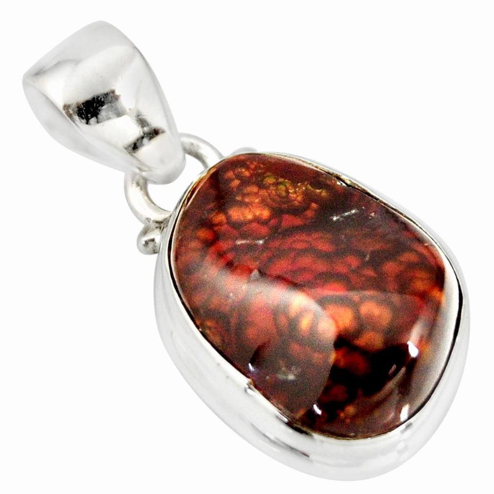 9.37cts natural multi color mexican fire agate 925 silver pendant r20445