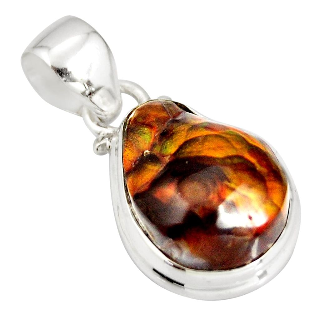 4.92cts natural multi color mexican fire agate 925 silver pendant r20455