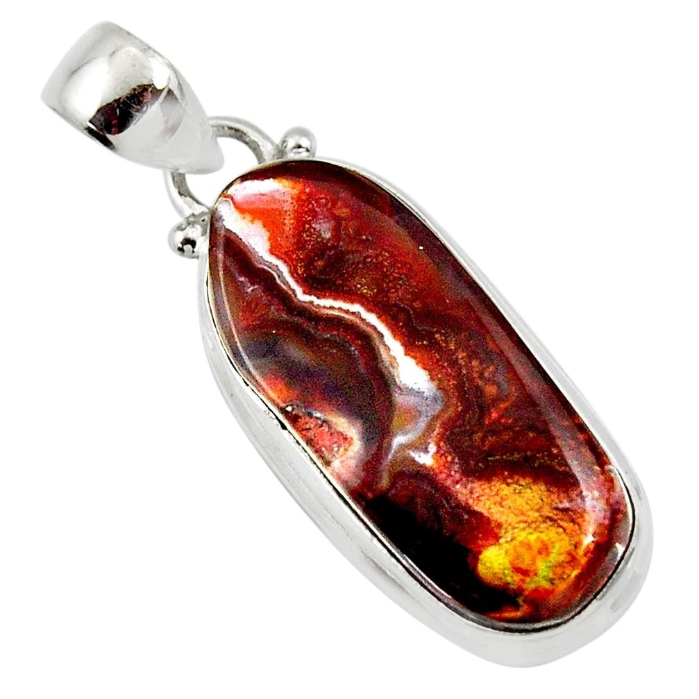 13.55cts natural multi color mexican fire agate 925 silver pendant r50062