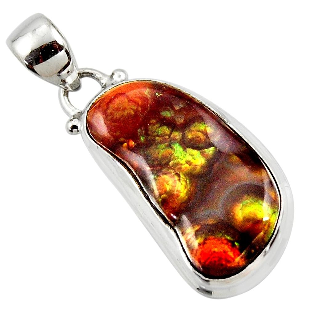 12.60cts natural multi color mexican fire agate 925 silver pendant r50065