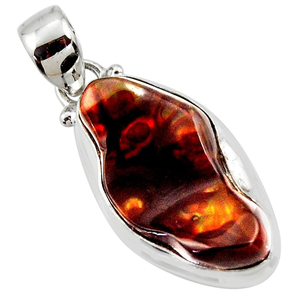 12.62cts natural multi color mexican fire agate 925 silver pendant r50069