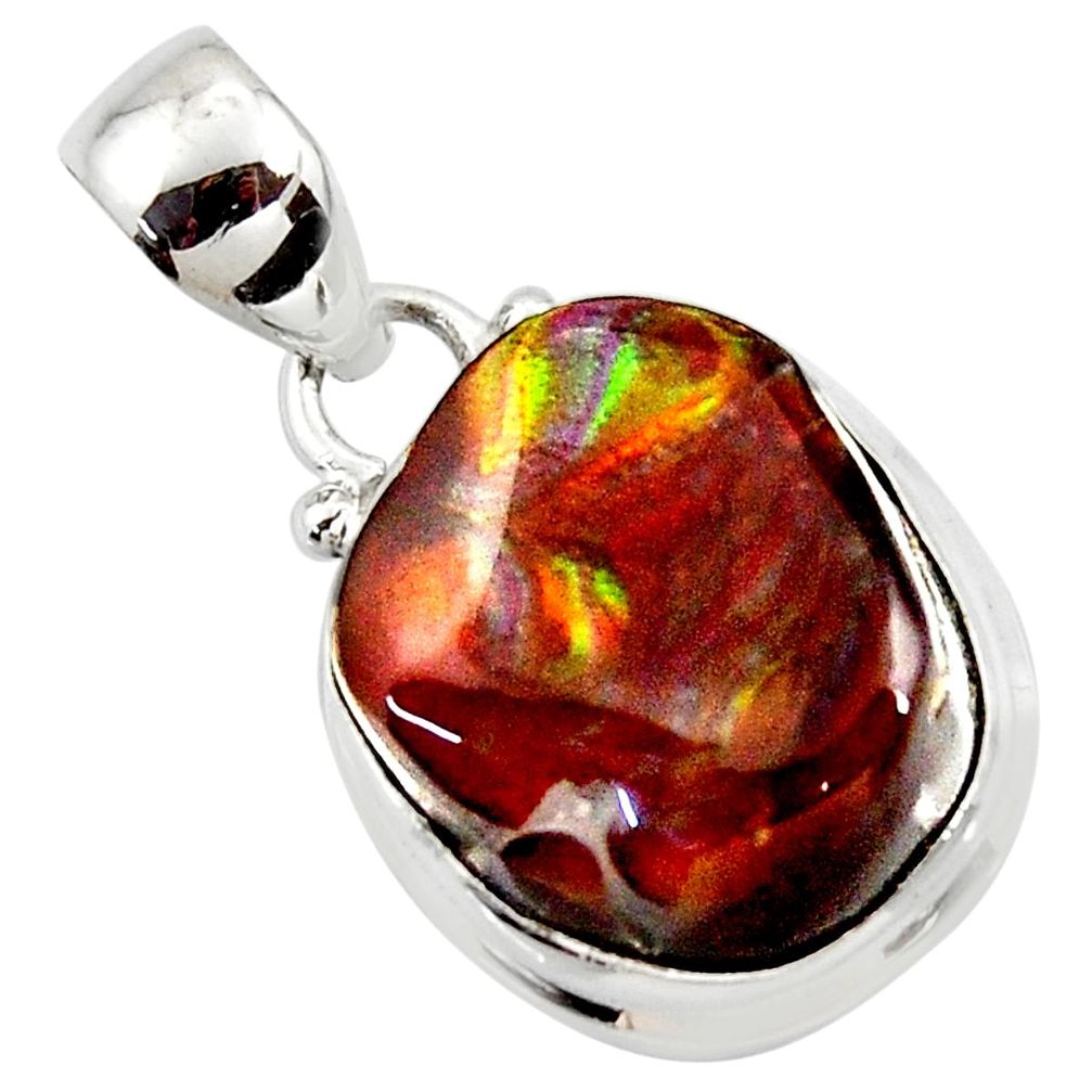 12.60cts natural multi color mexican fire agate 925 silver pendant r50074