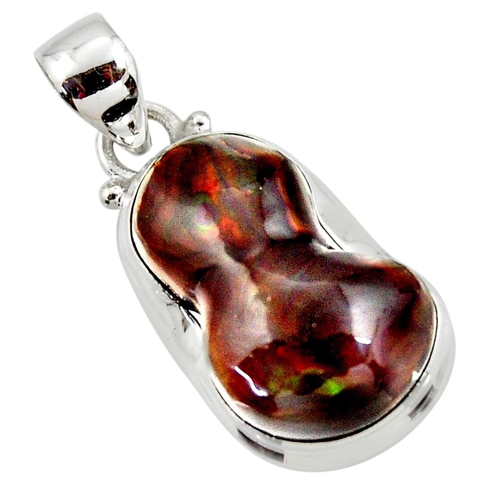 14.40cts natural multi color mexican fire agate 925 silver pendant r50077