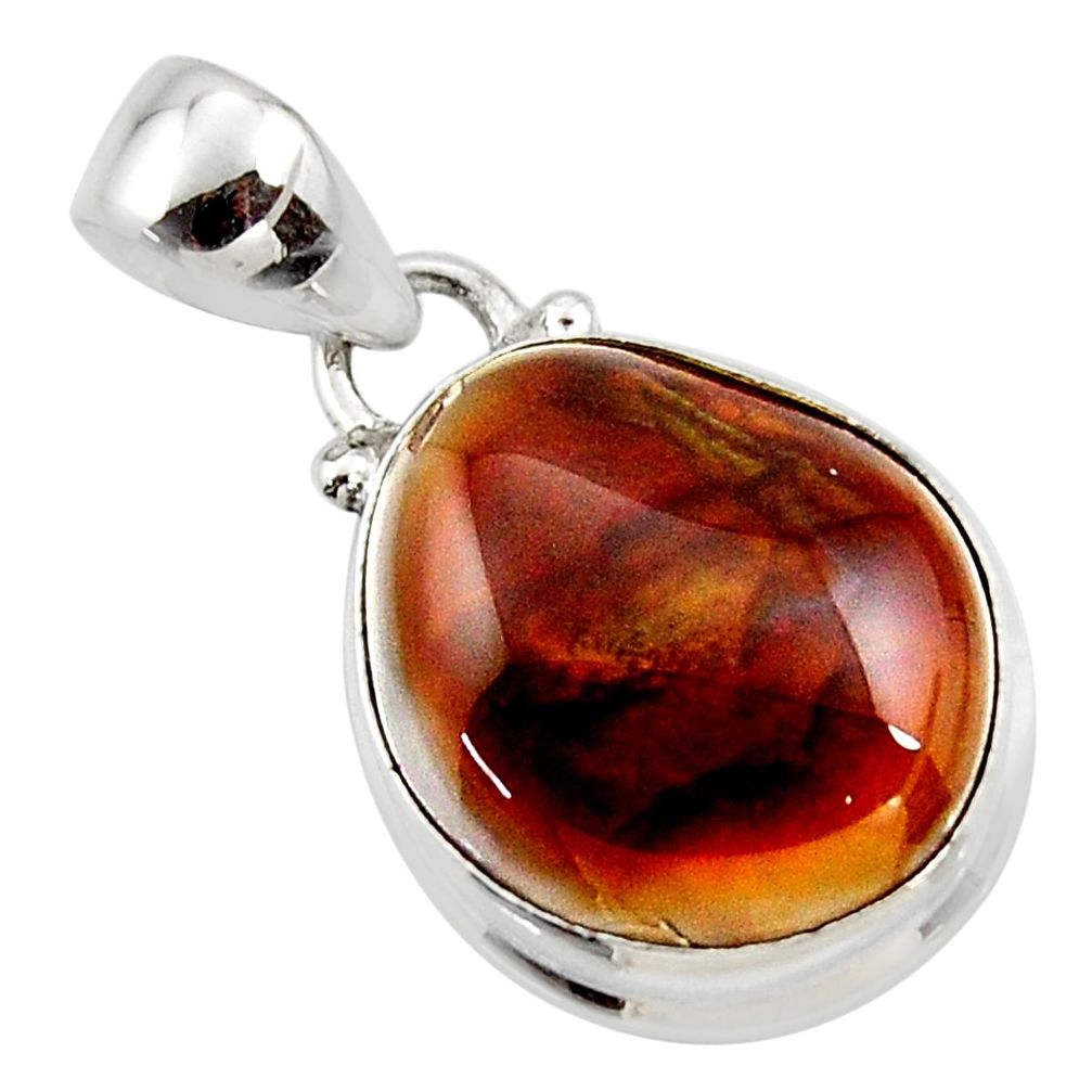 11.25cts natural multi color mexican fire agate 925 silver pendant r50079