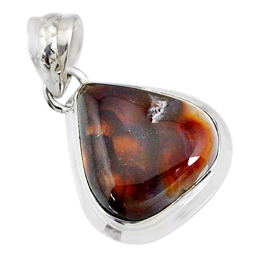 15.08cts natural multi color mexican fire agate 925 silver pendant r72946