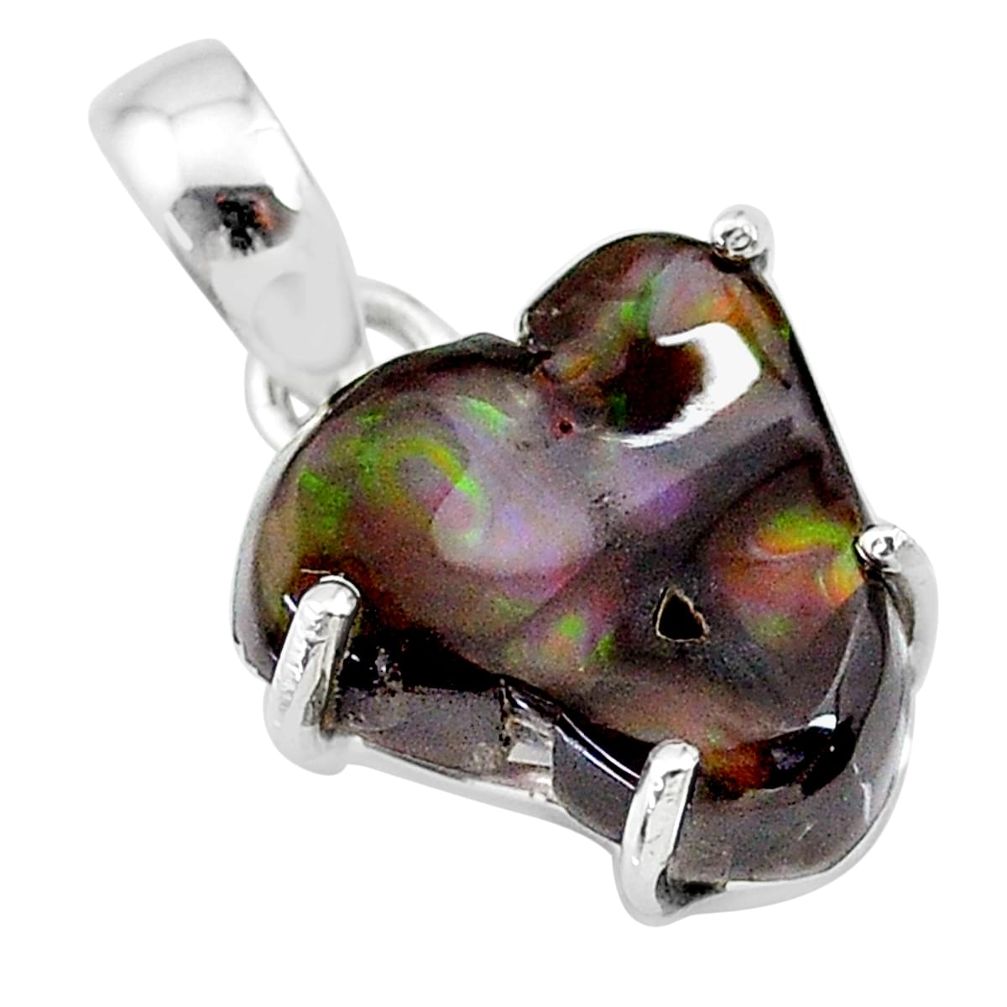 8.70cts natural multi color mexican fire agate 925 silver pendant t20666