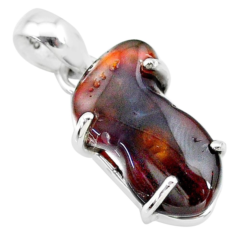 9.72cts natural multi color mexican fire agate 925 silver pendant t20668