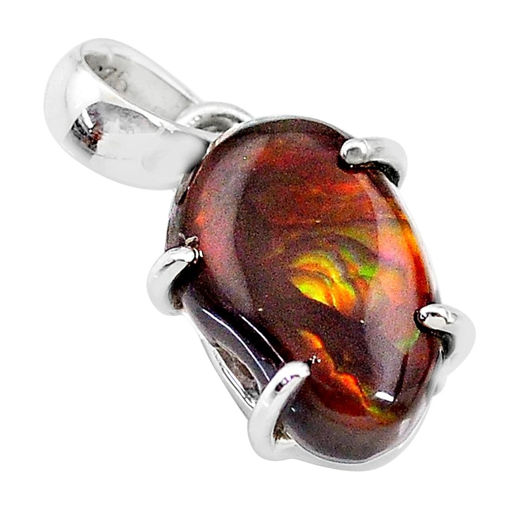 8.68cts natural multi color mexican fire agate 925 silver pendant t20679