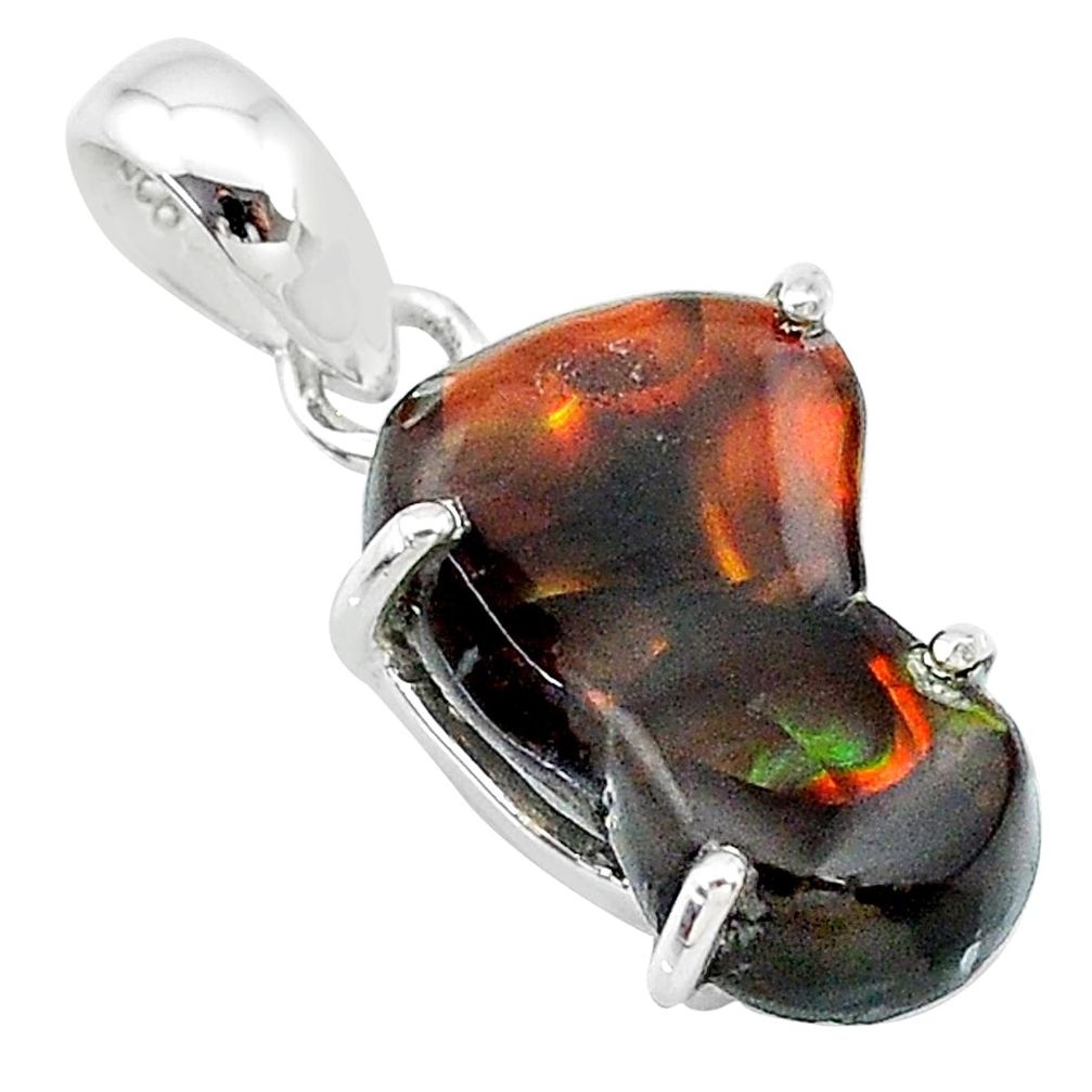 9.22cts natural multi color mexican fire agate 925 silver pendant t20681