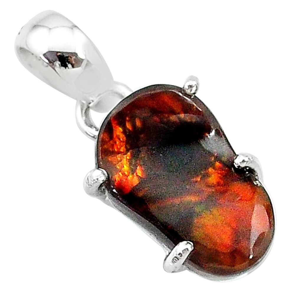 7.67cts natural multi color mexican fire agate 925 silver pendant t20683