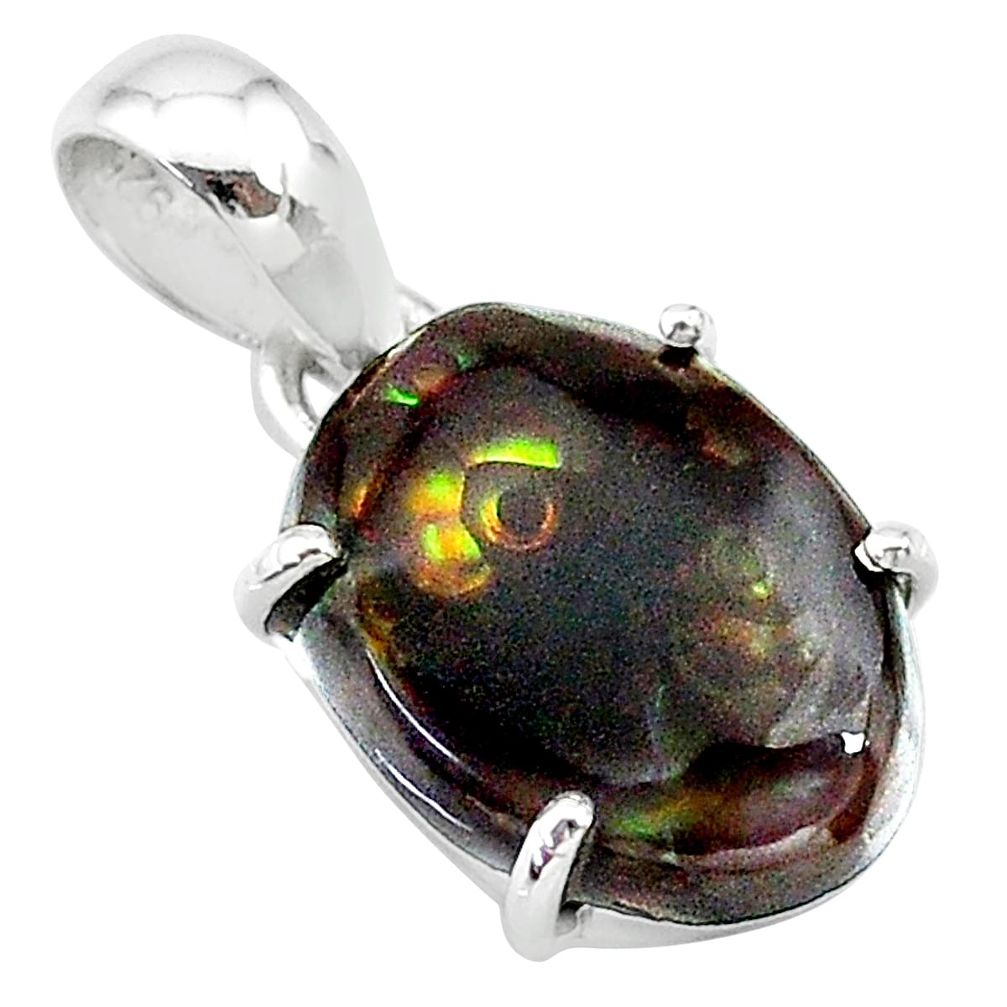 8.68cts natural multi color mexican fire agate 925 silver pendant t20687