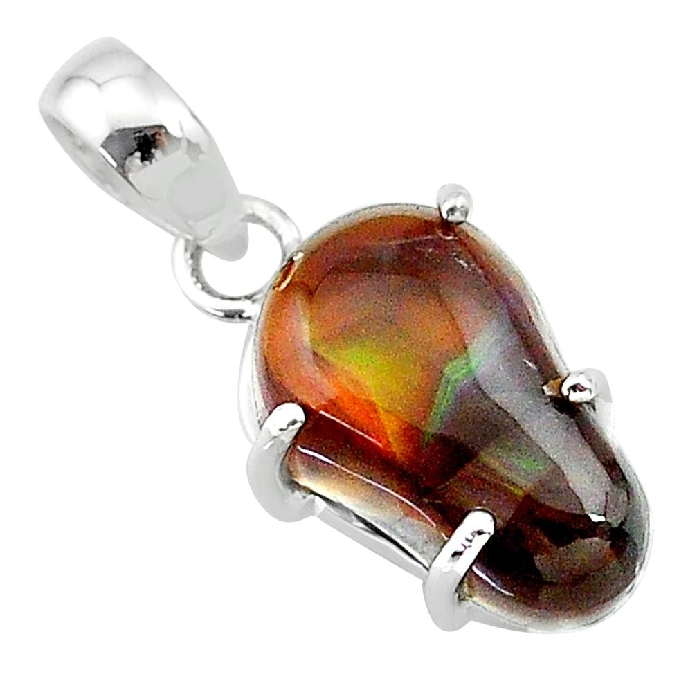8.70cts natural multi color mexican fire agate 925 silver pendant t20698