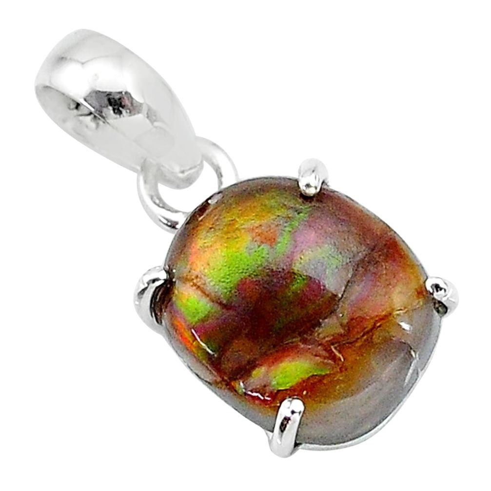 7.23cts natural multi color mexican fire agate 925 silver pendant t20706