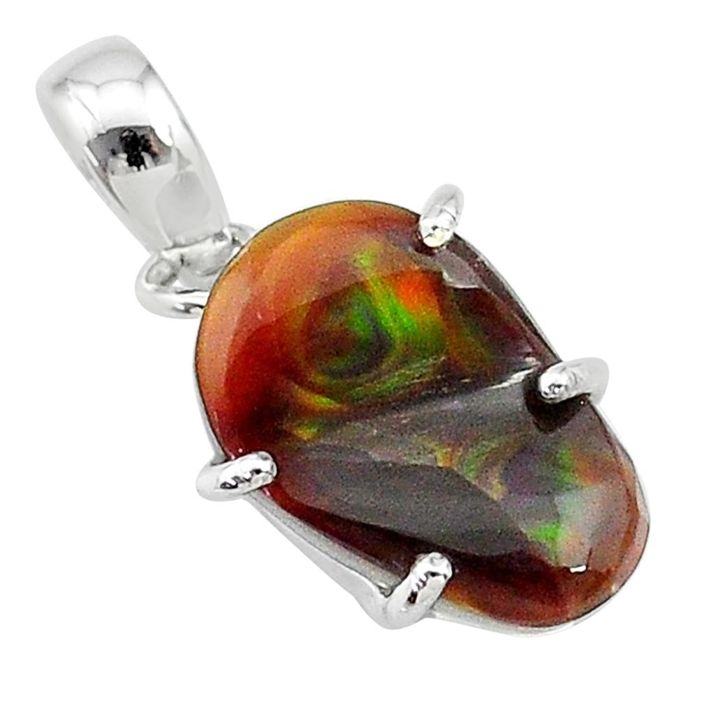 7.15cts natural multi color mexican fire agate 925 silver pendant t20707