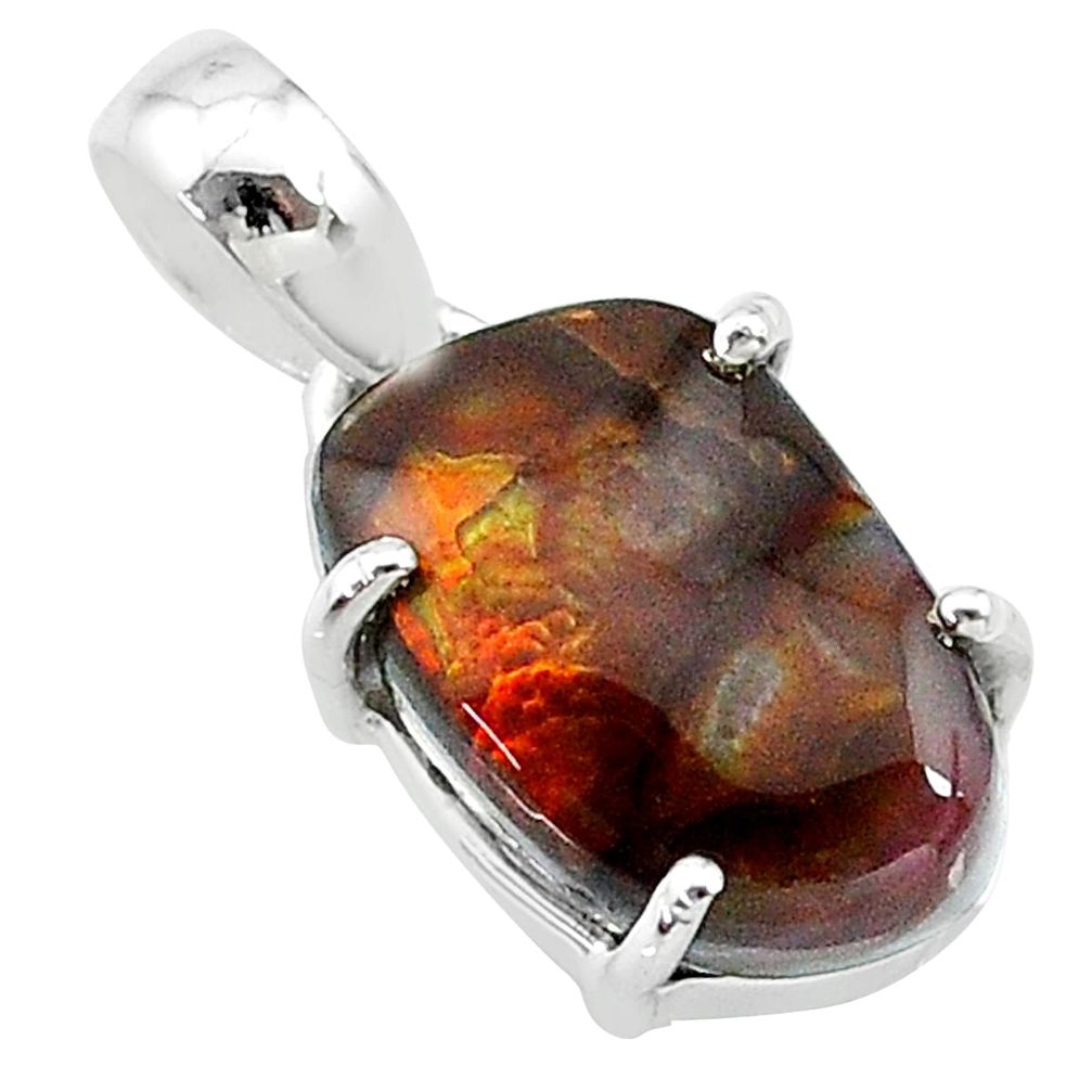 8.68cts natural multi color mexican fire agate 925 silver pendant t20711