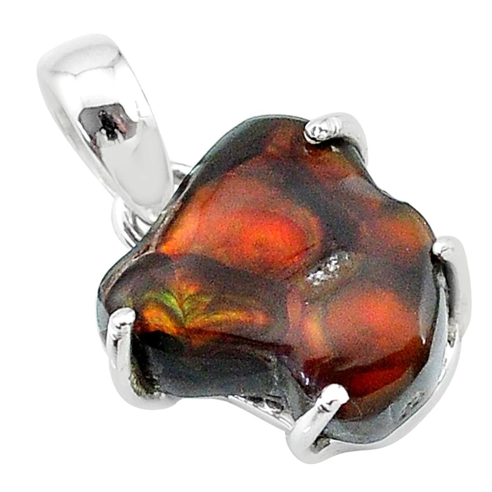 10.08cts natural multi color mexican fire agate 925 silver pendant t20718