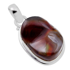 15.16cts natural multi color mexican fire agate fancy 925 silver pendant n30851