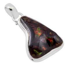 14.26cts natural multi color mexican fire agate fancy 925 silver pendant n30856