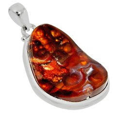 19.27cts natural multi color mexican fire agate fancy 925 silver pendant n36947
