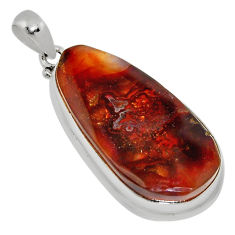 29.24cts natural multi color mexican fire agate fancy 925 silver pendant n36949