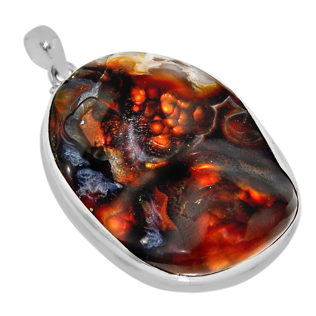 77.63cts natural multi color mexican fire agate fancy 925 silver pendant n36953