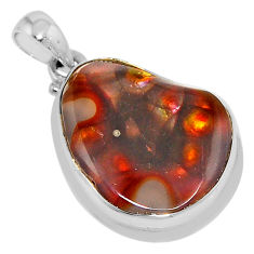 17.42cts natural multi color mexican fire agate fancy 925 silver pendant n36961