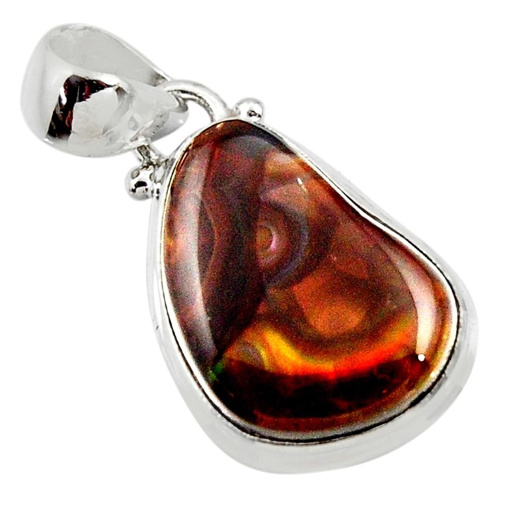 11.57cts natural multi color mexican fire agate fancy 925 silver pendant r50076