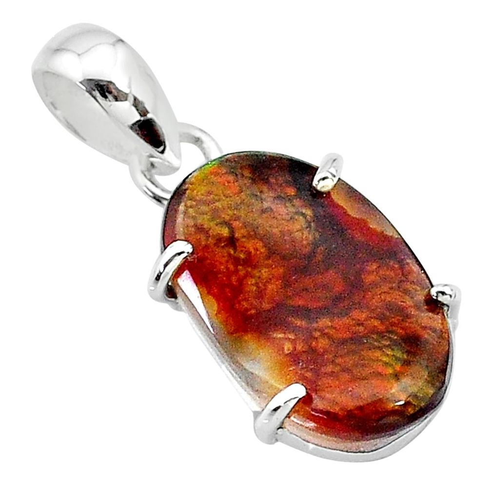 8.18cts natural multi color mexican fire agate fancy 925 silver pendant t20716