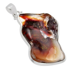 39.50cts natural multi color mexican fire agate fancy 925 silver pendant y89024