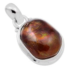11.95cts natural multi color mexican fire agate oval 925 silver pendant n30845