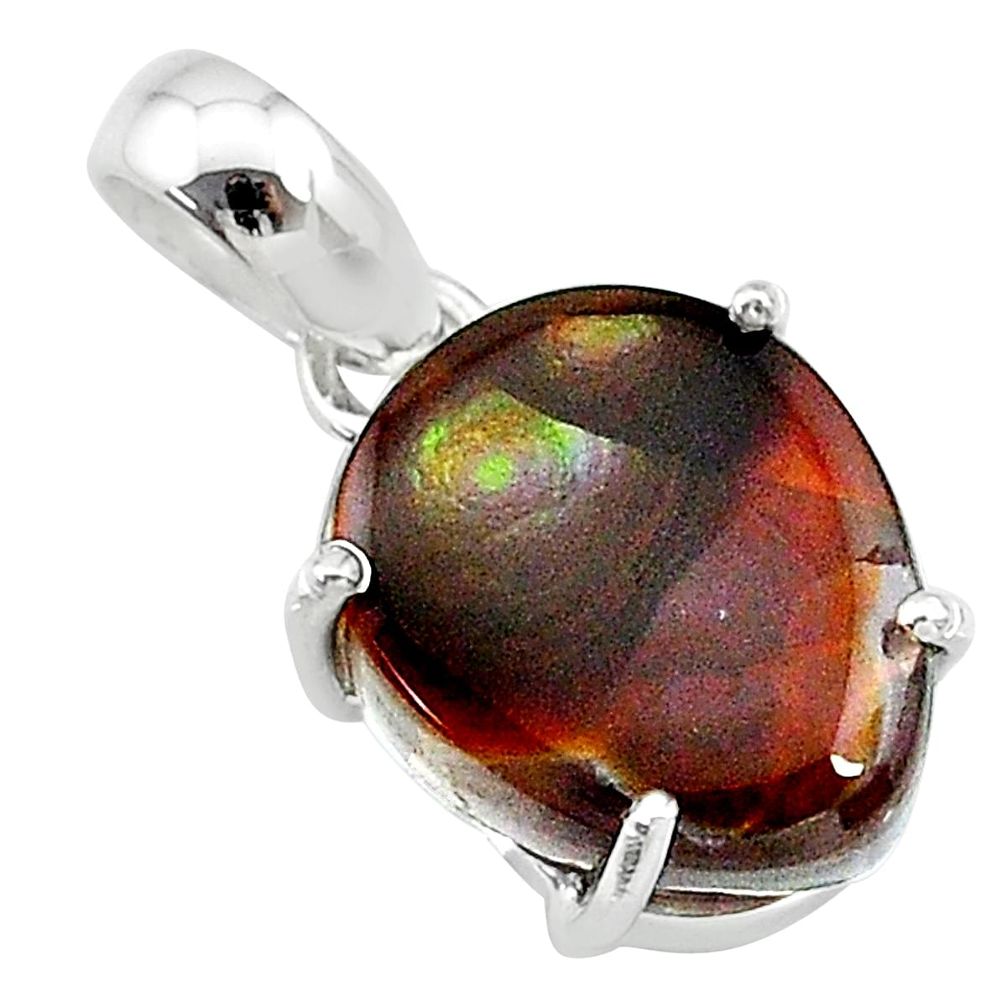 8.68cts natural multi color mexican fire agate sterling silver pendant t20720