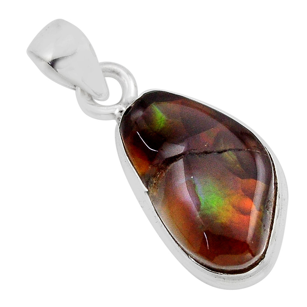 6.11cts natural multi color mexican fire agate sterling silver pendant y84836