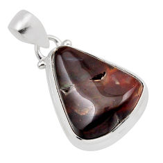 14.23cts natural multi color mexican fire agate trillion silver pendant y89036