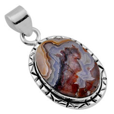 16.46cts natural multi color mexican laguna lace agate 925 silver pendant n35158