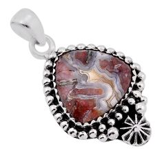 8.94cts natural multi color mexican laguna lace agate 925 silver pendant n38209