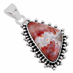 9.99cts natural multi color mexican laguna lace agate 925 silver pendant n38216