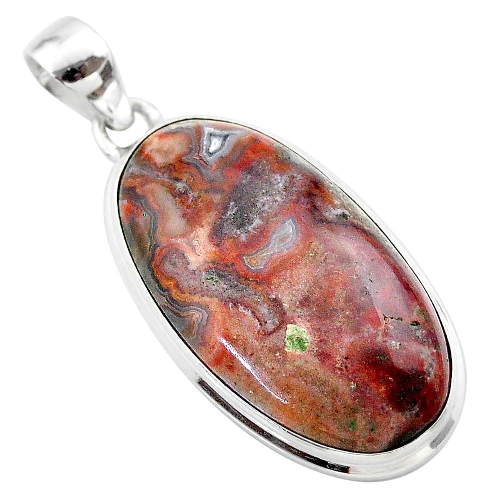 25.00cts natural multi color mexican laguna lace agate 925 silver pendant t45467