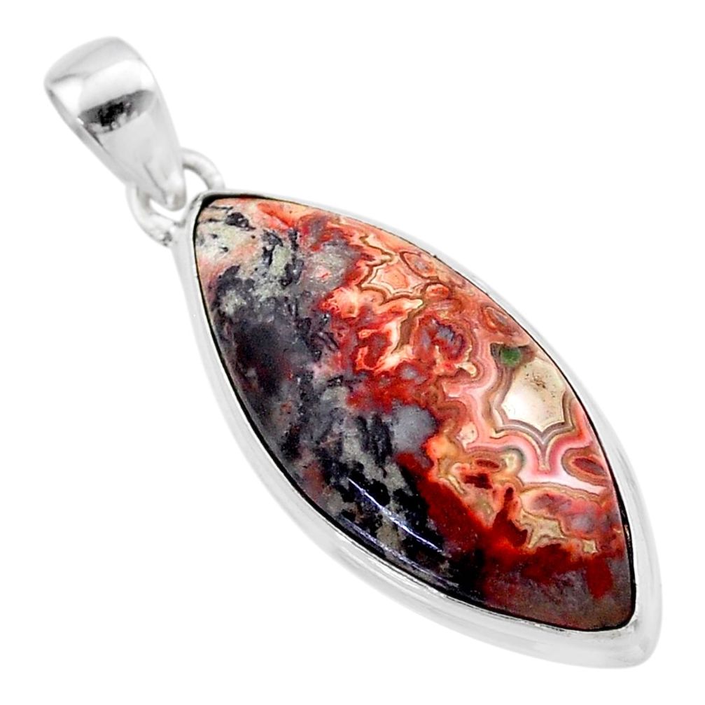 17.57cts natural multi color mexican laguna lace agate 925 silver pendant t45922