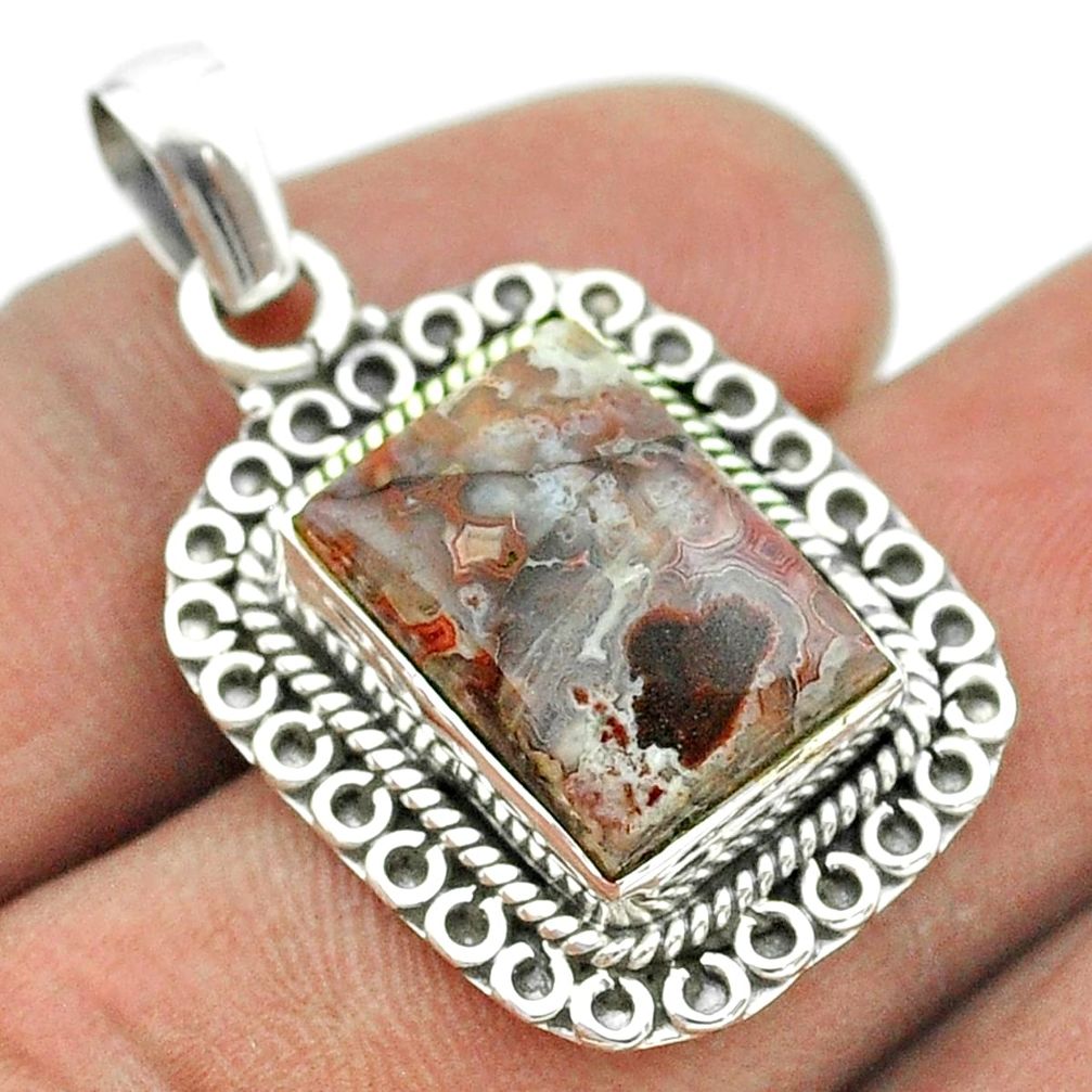 7.12cts natural multi color mexican laguna lace agate 925 silver pendant t53448